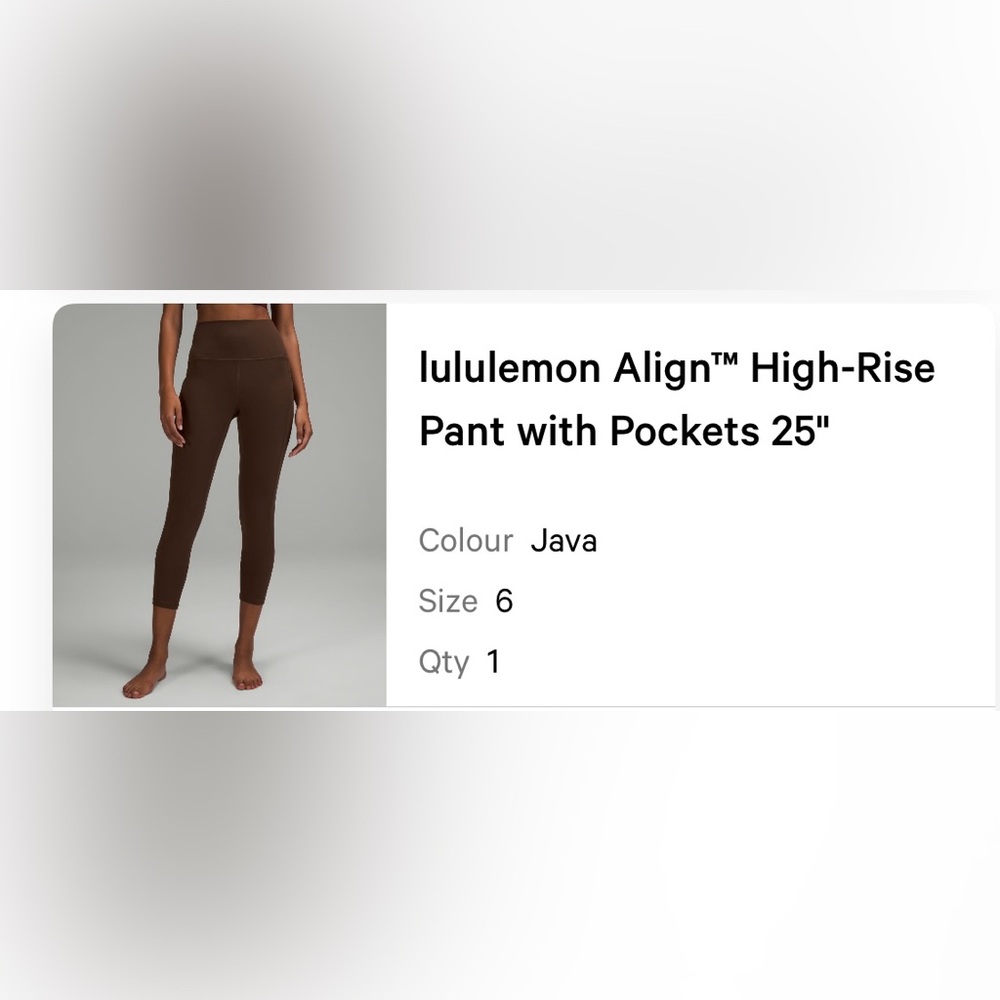 Lululemon Align High-Rise pant with pockets 25” size 6